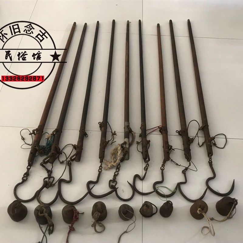 老式怀旧物件老旧杆子称木杆称老秤砣古董称手提秤民俗老物件摆件
