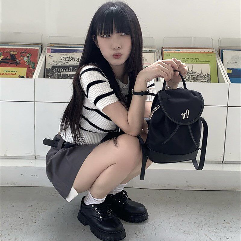 韩系超火双肩包女ins时尚帆布包学生休闲文艺精致小包单肩斜挎包