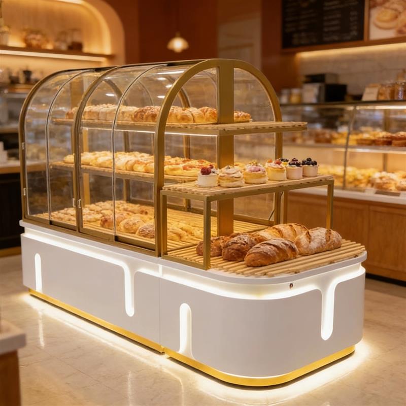 圆弧形玻璃面包展示柜蛋糕糕点展柜展示柜甜品饼干货架冷藏中岛柜