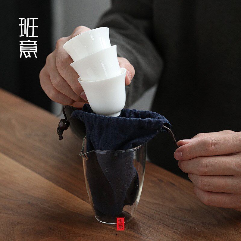 羊脂玉白瓷茶艺教学套组德化白瓷陶瓷旅行茶具套装便携包功夫茶具