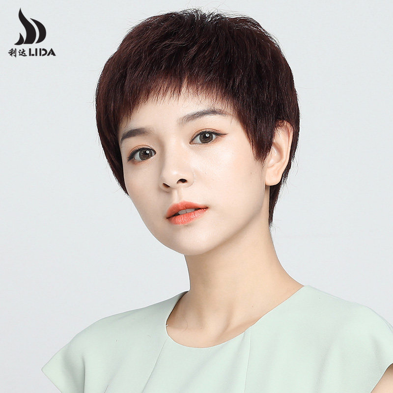 假发女短发真发全真人发全头套女士中老年自然头发妈妈全头假发套