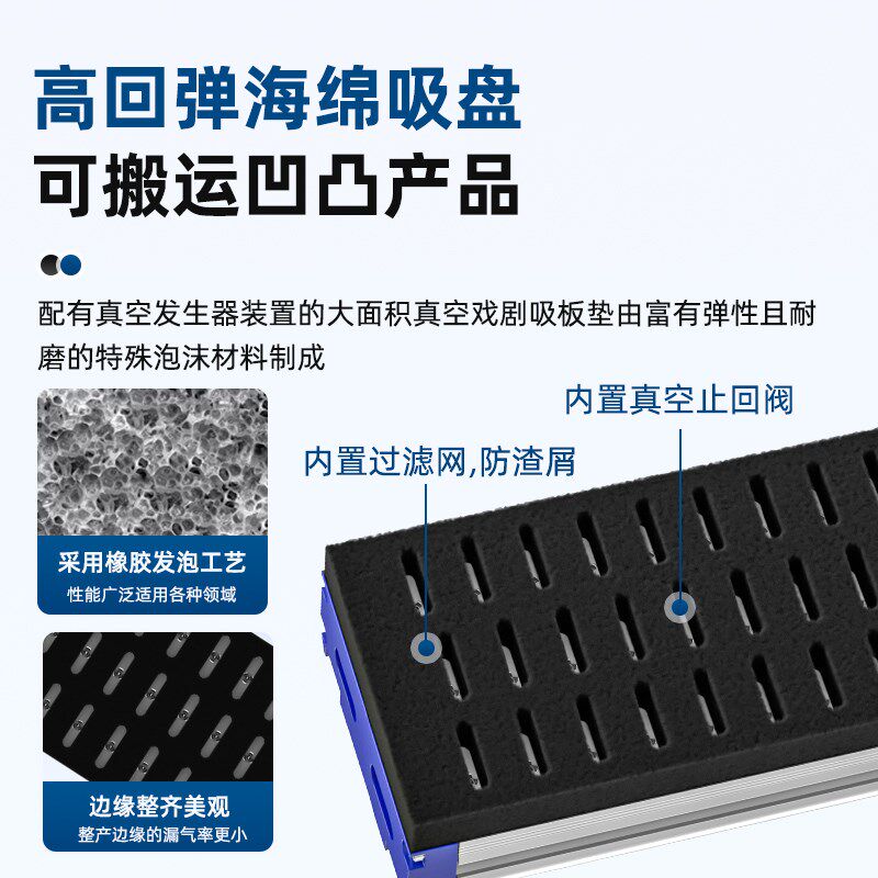 机械手集成式真空海绵吸盘钢板木板纸箱石材码垛砖块吸具无痕搬运