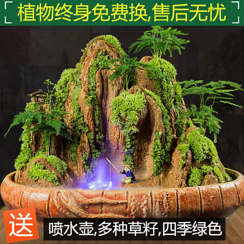 天都雄姿假山盆景吸水石上水奇石小盆栽天然原山水植物小造景摆件