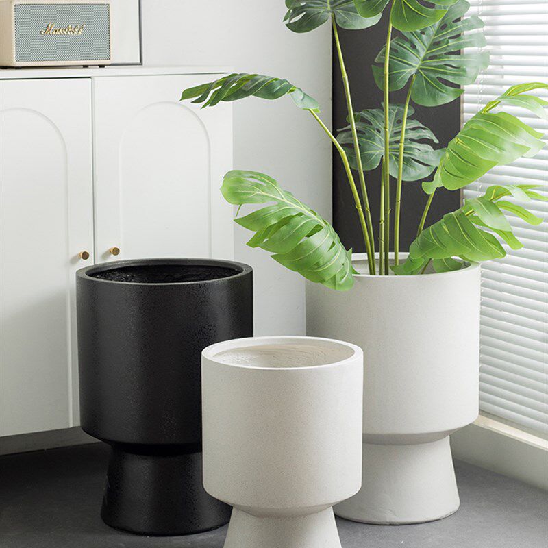 怪物花盆大镁泥水泥花盆黑色高腿落地花盆黑色钻石大花盆
