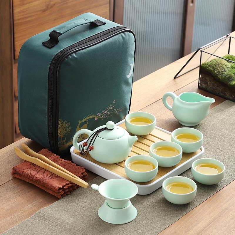 旅行功夫茶具小套装便携式包户外泡茶壶旅游简约家用茶盘定制logo