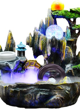 假山流水喷泉水景加湿器客厅办公室家居装饰品电视柜桌面招财摆件