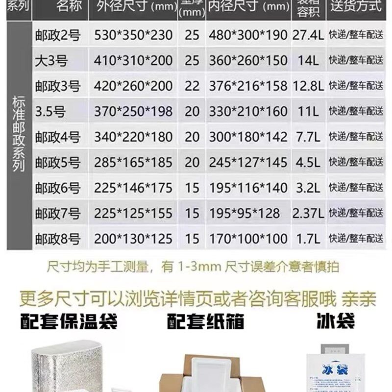泡沫箱邮政3456号快递专用包装水果加厚冷藏运输草莓肠粉保温箱批