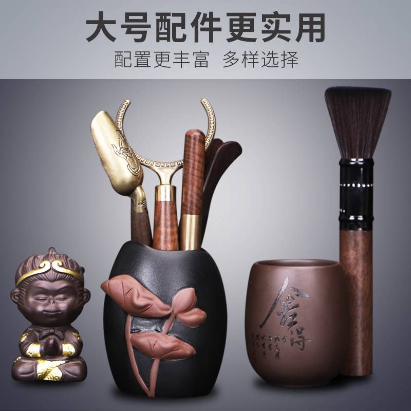 茶具用品大全配件功夫六君子套装紫砂茶宠摆件黑檀木茶道六君子