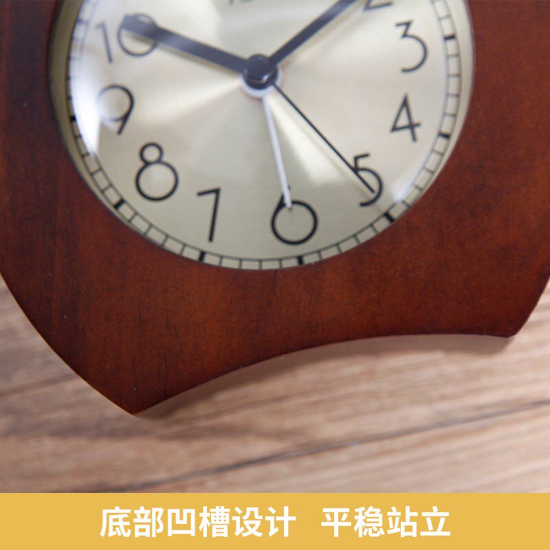 TQJ实木夜灯贪睡小闹钟床头座钟桌面时尚台面时钟学生用静音台钟