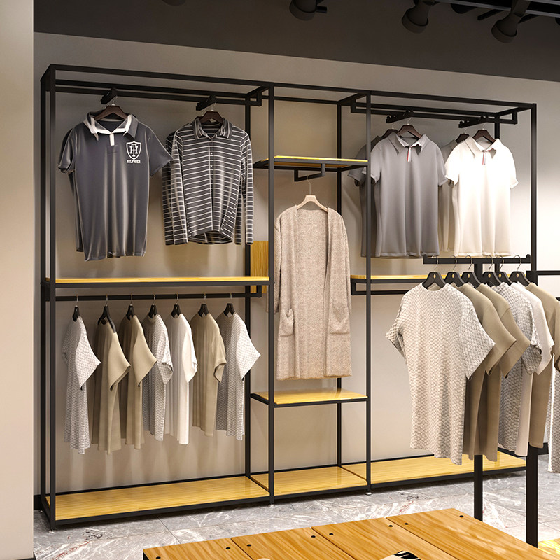 服装店展示架落地式双层陈列架挂衣架子男女装店铺童装轻奢展示架
