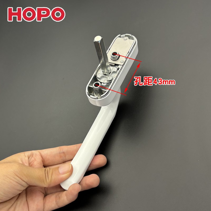 HOPO深圳好博白色带锁把手方轴纱窗执手带钥匙纯白窗户把手平开窗