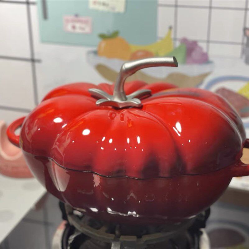 外贸出口番茄锅铸铁珐琅锅椭圆宝宝辅食锅烤箱电磁炉燃气灶通用