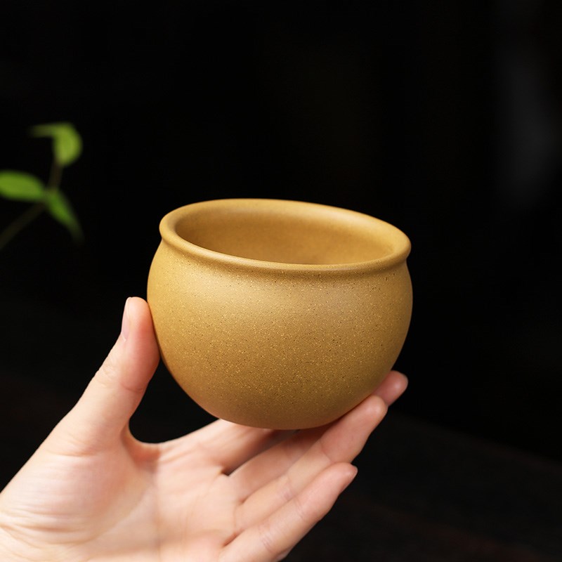 紫砂品茗杯高档功夫茶杯个人专用茶盏茶碗原矿石黄黄段容天主人杯
