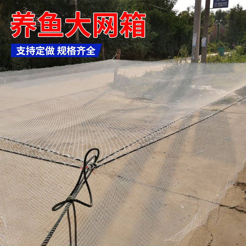 定做白色不伤鱼尼龙网箱养鱼存鱼水产养殖水库抬网鱼池鱼塘网箱
