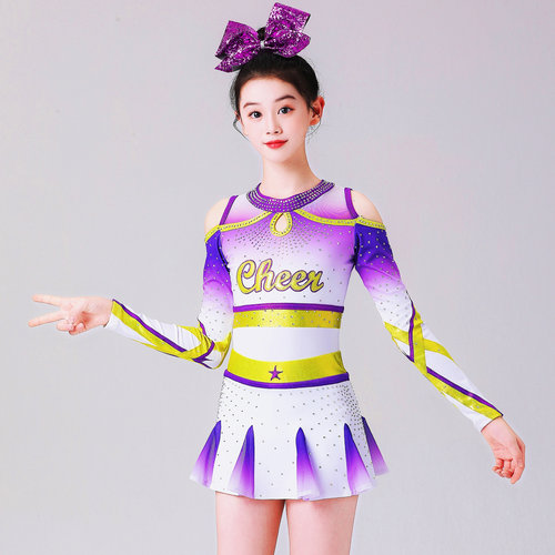 儿童拉拉队服装竞技健美比赛服艺术比赛服专业啦啦队比赛演出服