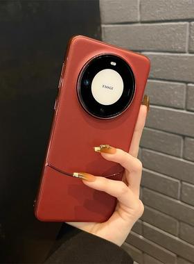 原装正品适用华为mate60手机壳新款奢华mete60pro大孔镜头pro+新年红色超薄素皮60rs网红女款酒红高级感男mt