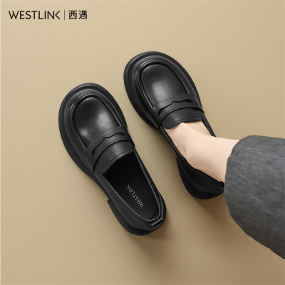 西遇巨好看黑色厚底乐福鞋单鞋子