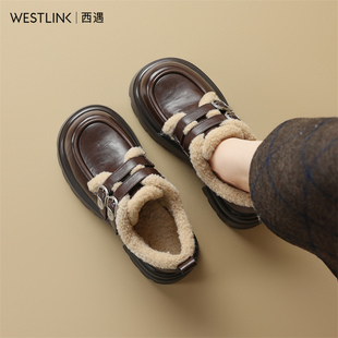 英伦风单鞋 一脚蹬jk鞋 小皮鞋 女鞋 女2025新款 西遇粗跟乐福鞋 冬季