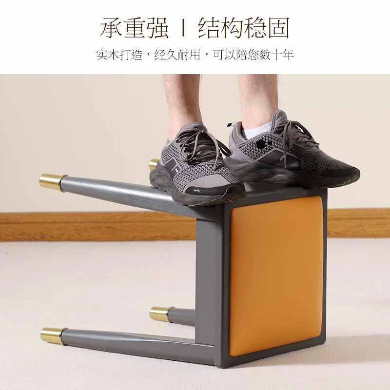 新品门实木凳子家用口轻奢可叠放餐椅矮凳客厅餐桌高板凳圆凳创意