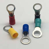 RV8 10圆形预绝缘端子O型铜鼻子圆孔端头鼻线耳带护套冷压接线