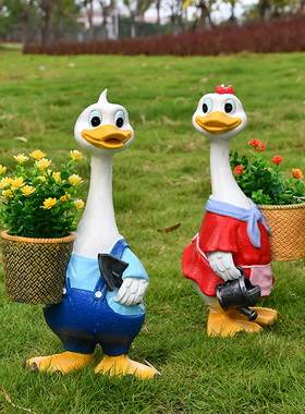 户外花园别墅庭院装饰摆件创意y花盆卡通鸭子动物花缸园林景观雕