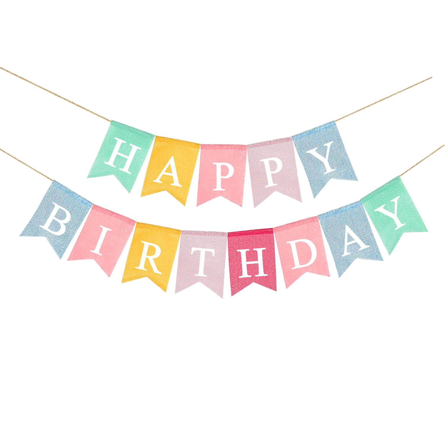 彩色HAPPY  birthday生日拉旗 派对装饰仿麻燕尾旗拉花 厂家供应
