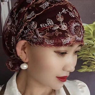 2024新款经典刺绣鱼尾包头帽妈E妈遮发帽洋气百搭夏天薄款帽子