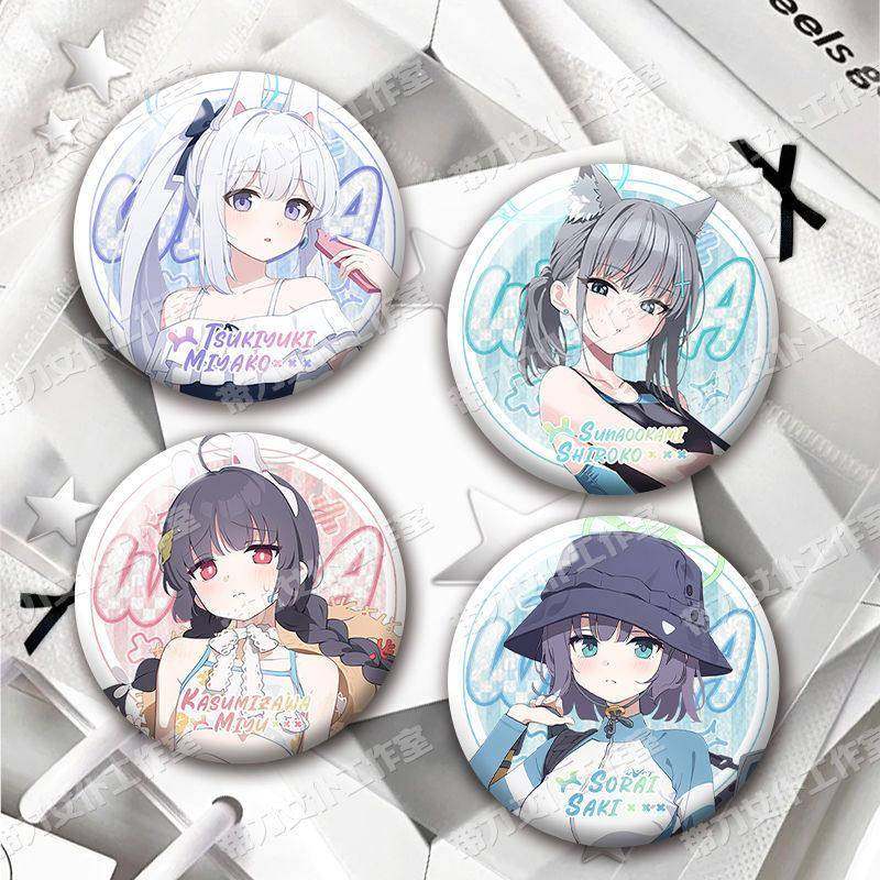 月雪宫子蔚蓝档案周边砂狼白子霞泽美游双闪反光同人谷子冰箱贴