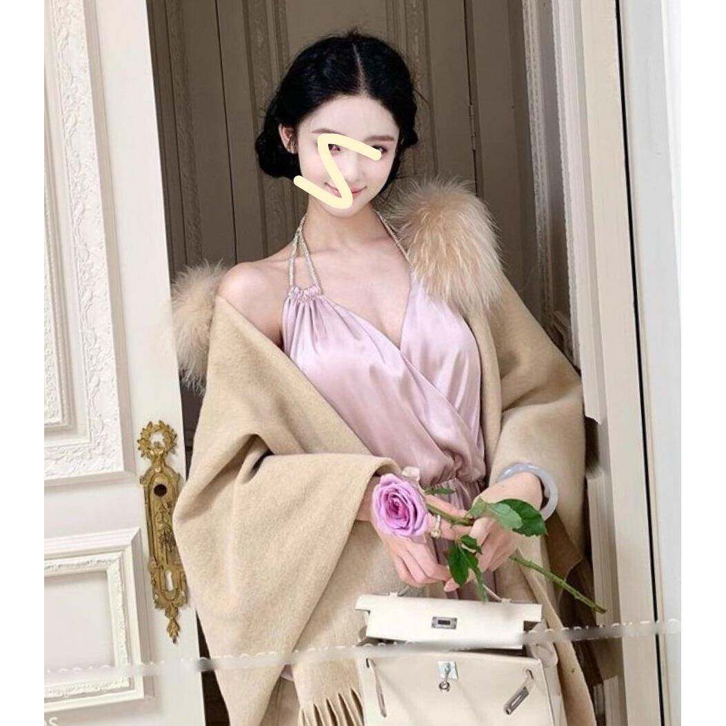 真狐狸毛！富家千金轻奢气质温柔披肩外套25秋冬毛毛领可拆卸女