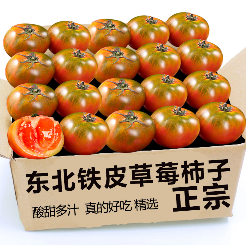 丹东草莓柿子西红柿新鲜自然熟铁皮柿子盘锦碱地生吃水果番茄