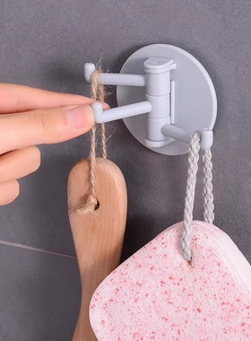 免打孔3分支无痕挂钩粘贴多功能旋转挂钩厨房卫浴墙壁三分叉钩子