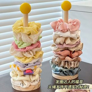 大肠发圈收纳神器儿童头绳橡皮筋鲨鱼夹头花发饰置物架实木展示架