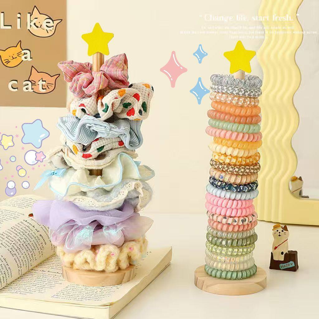 新款星星发圈收纳展示架桌面整理实木儿童头绳鲨鱼夹置物架宿舍,收纳整理,首饰架,淘宝优惠券,粉丝福利购,淘宝优惠卷