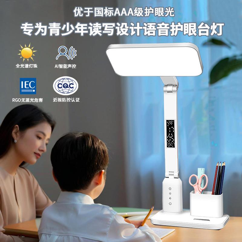 小学生台灯学习专用护眼2024新款儿童宿舍书桌写作业语音充电台灯
