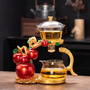 家用功夫磁吸高档泡茶神器玻璃茶壶一整套 懒人自动泡茶器茶具套装