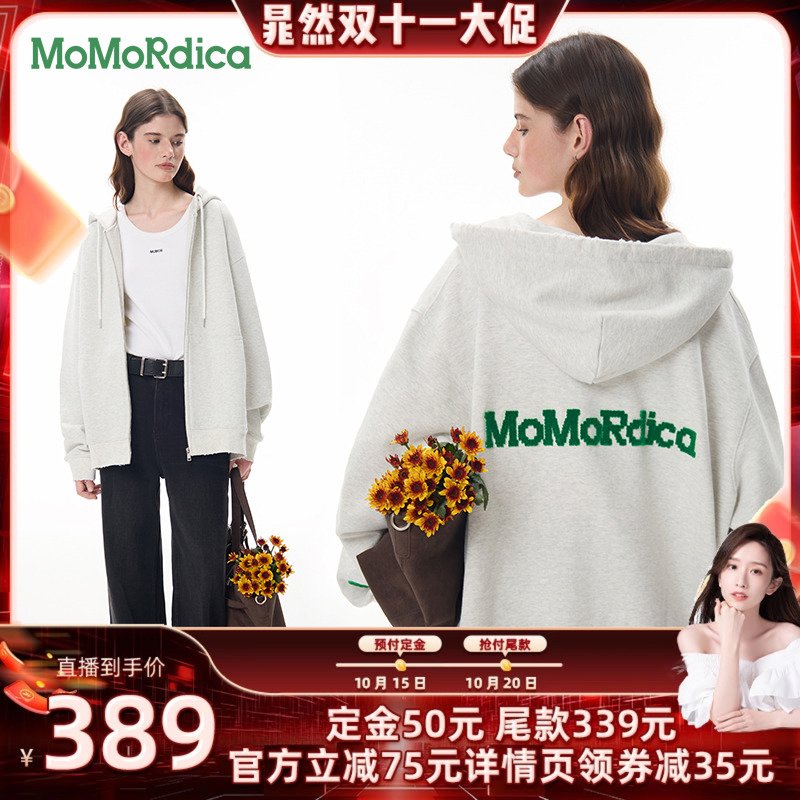 Momordica绣花通勤棉质宽松卫衣