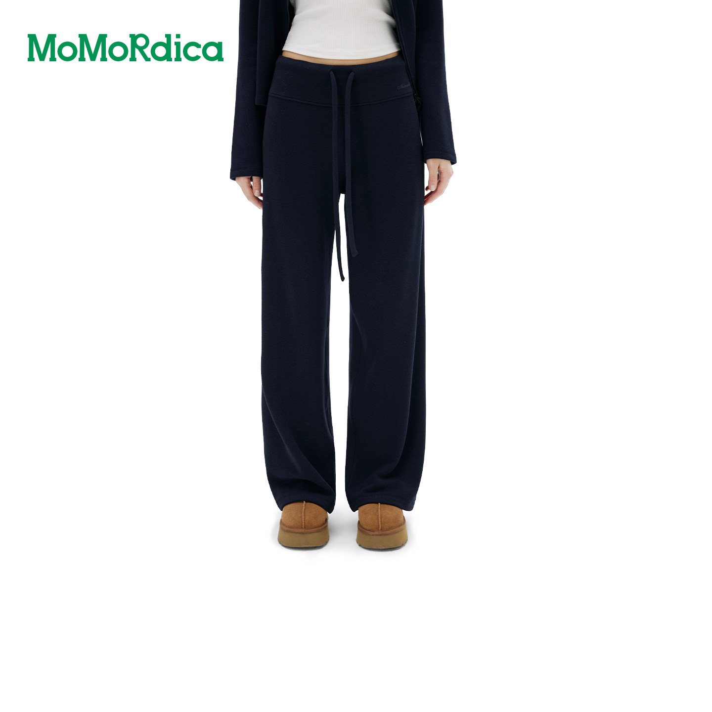 Momordica 新款女腰头抽绳加厚直筒显瘦休闲百搭长裤通勤必