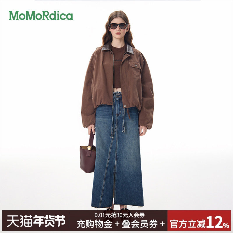 MoMoRdica2025秋季复古短款夹克女落肩袖牛仔外套纯棉休闲外套,女装/女士精品,短外套,淘宝优惠券,粉丝福利购,淘宝优惠卷