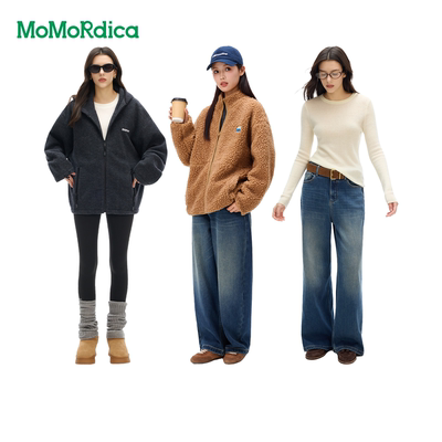 Momordica摇粒绒仿羊羔毛外套/牛仔裤