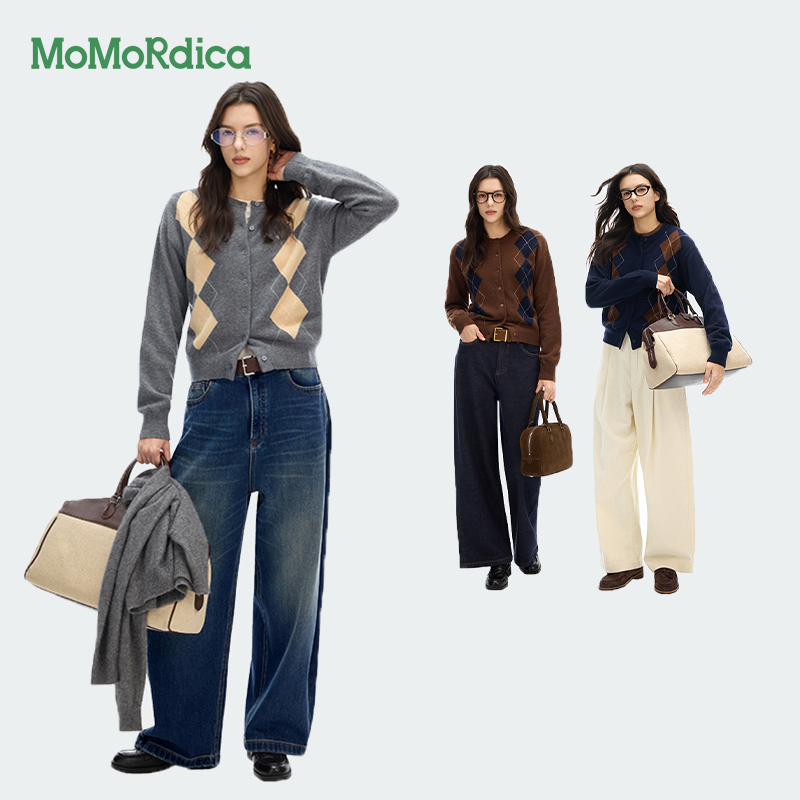 Momordica2025秋冬新款针织衫直筒牛仔裤阔腿香蕉裤休闲通勤百搭