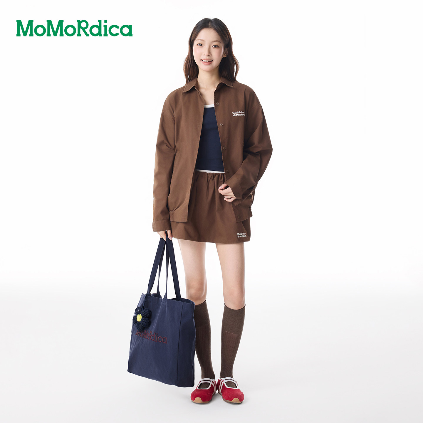 【清仓】Momordica 休闲通勤纯棉翻领休闲外套女开单排扣开衫外套