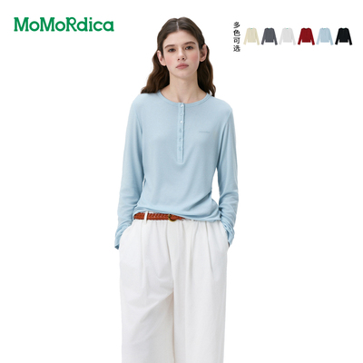 Momordica百搭显瘦圆领套头长袖T恤女