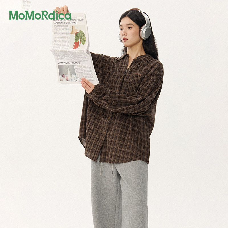 MoMoRdica休闲时尚格纹衬衫上衣