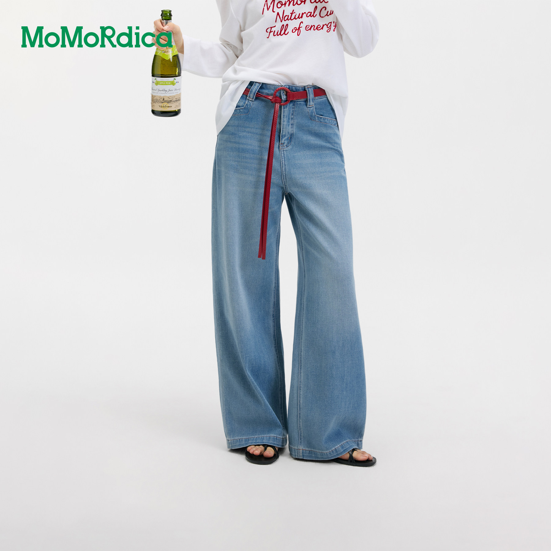 Momordica 牛仔长裤2026秋新款休闲百搭中高腰显瘦宽松直筒长裤女