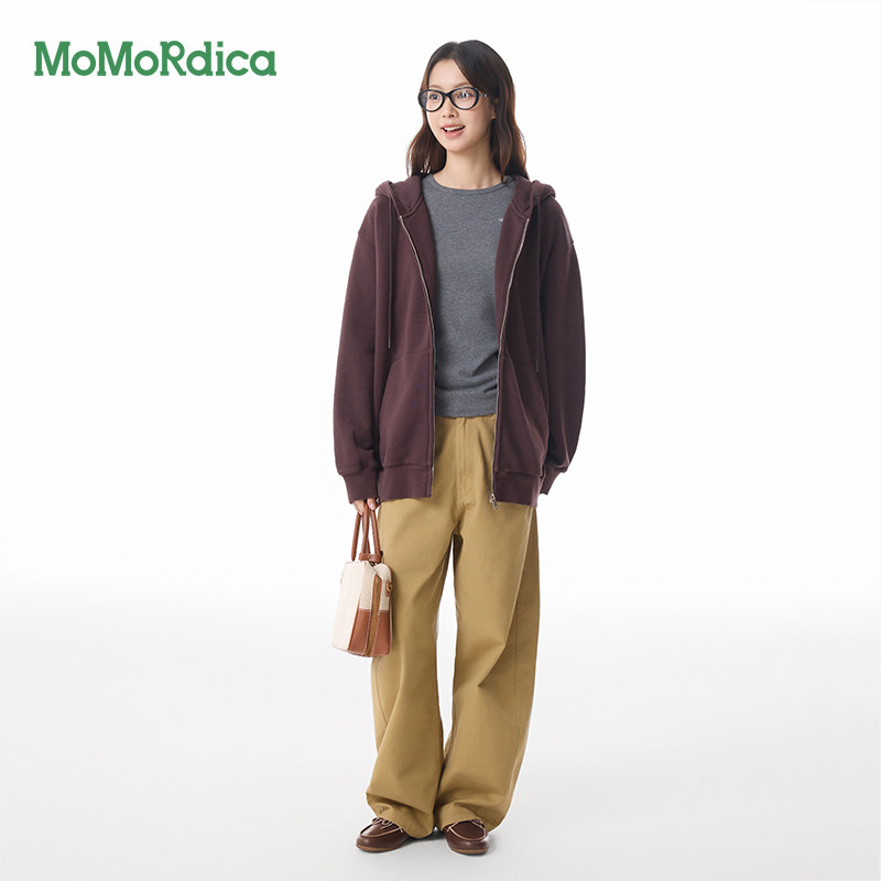 Momordica2026春新款宽松版型男女同款连帽卫衣外套休闲时尚通勤