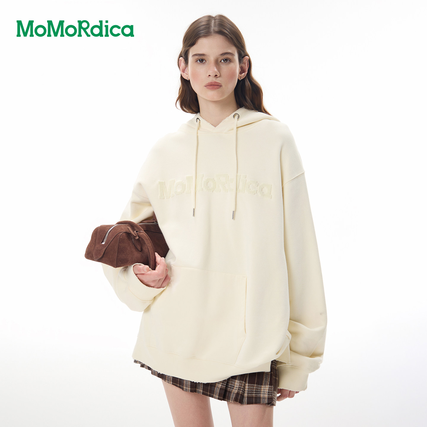 Momordica春新款男女同款宽松纯棉连帽卫衣外套/连帽套头卫衣上衣