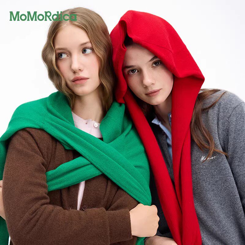 Momordica秋季新款慵懒风开衫毛衣绵羊毛针织衫