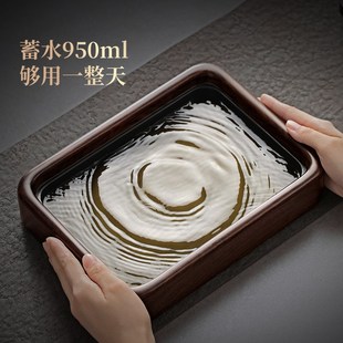 小型黑檀实木长方形干泡茶台一人用高级储水茶几 茶盘家用2024新款
