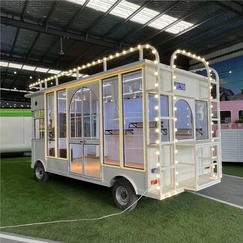 电动四轮服装车移动美甲美发美容售卖车流动餐车小吃车多功能摆摊