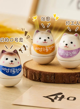 可爱治癒系柴犬不倒翁工位小摆件解压办公室桌面装饰小礼物送女生